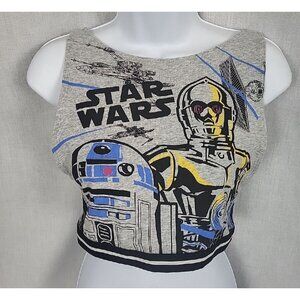 Star Wars XL Halter Top NWOT Gray Bra C3PO R2D2 Crop top Teen Women's Fun
